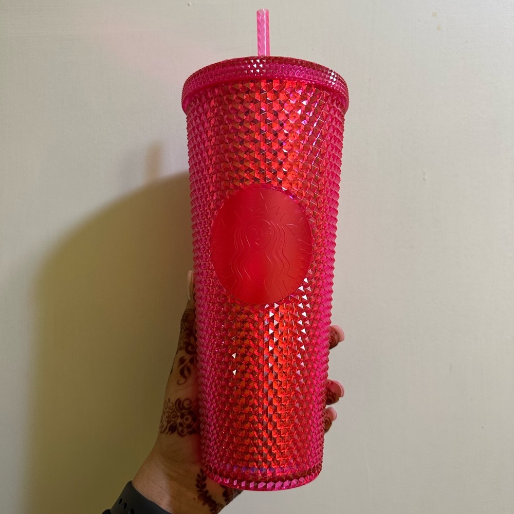 Hot Pink Starbucks Studded Tumbler